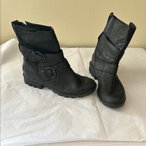 Sorel Phoenix Waterproof Black Leather Moto Combat Boots Size 7